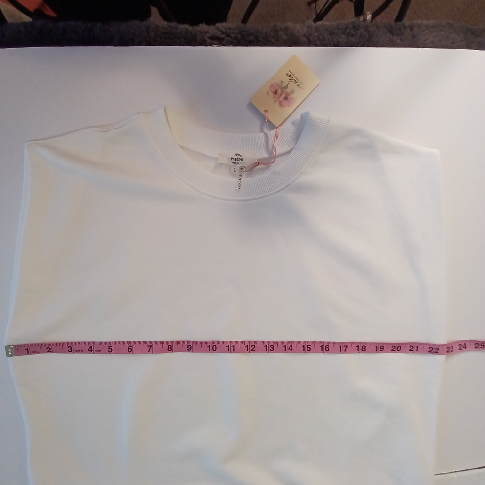 NEW Entro Sleeveless Tunic Sweatshirt Ivory Womens Sz Lg NWT - Picture 7 of 8